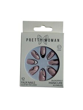 Pretty Woman Nude Blush Pink Swirl Faux Nails | 12 Piece Press On Set